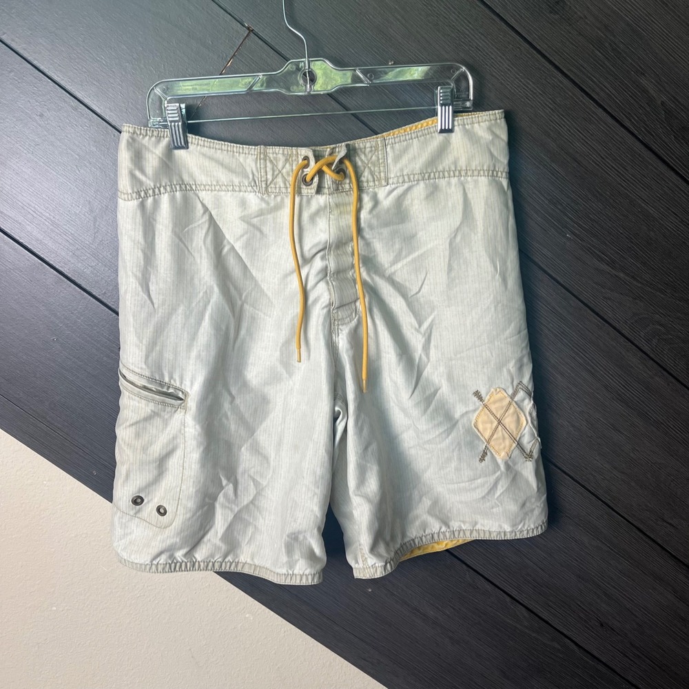 Mossimo Men's Y2K Board Shorts Surf Swim Trunks Beige Yellow Size 34 Beach